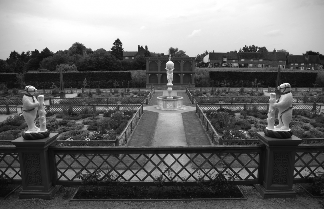 View from the terrace of the reconstructed garden at Kenilworth Castle, Warwickshire  (Photograph: author, 2009 